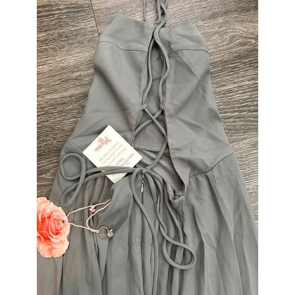 NWT Show Me Your Mumu Godshaw Goddess Gown Bridesmaid Dress Charcoal Size L - Picture 10 of 12